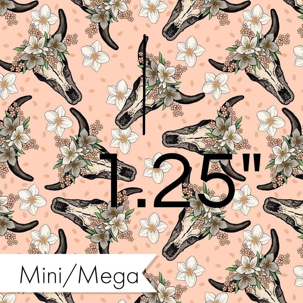 Design 37 Peach Cowskull Fabric – made-to-order custom fabric by the metre | Fabric by Missy Rose