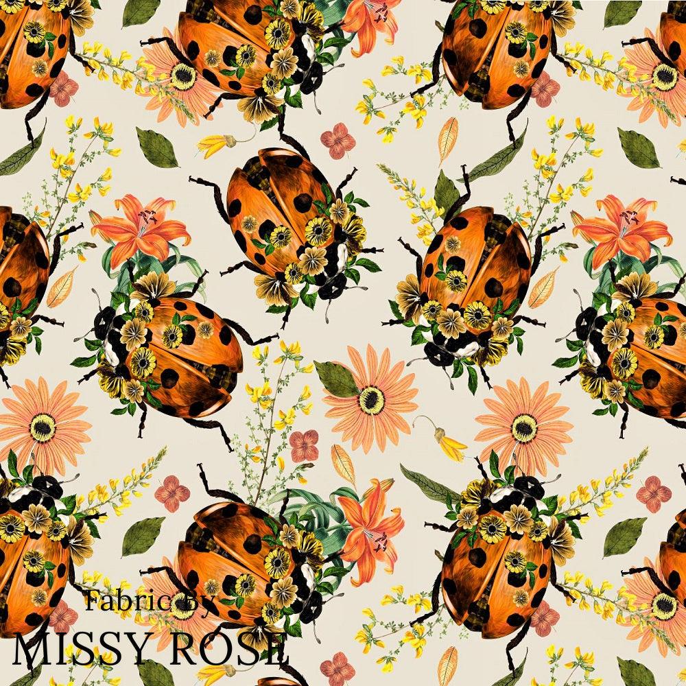 Design 373 Floral Lady Beetle Fabric – pre-order designer fabric Australia | Fabric by Missy Rose