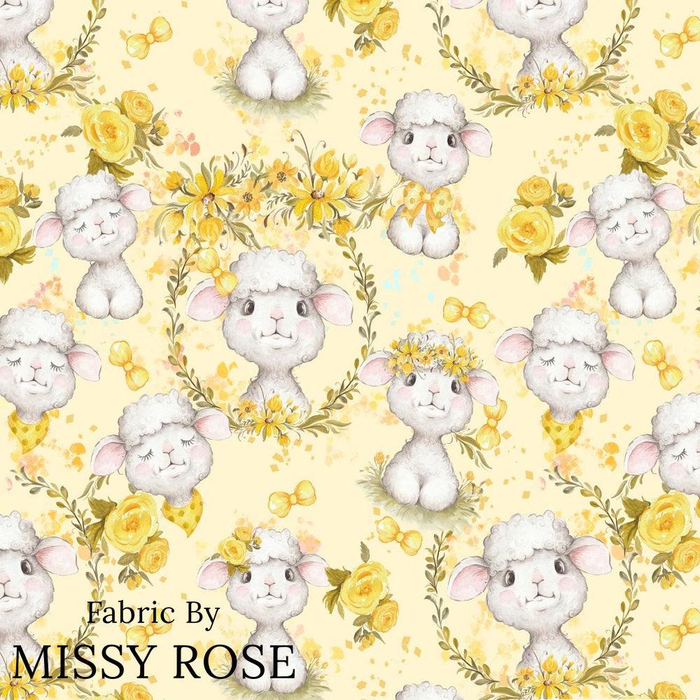 Design 374 Yellow Lamb Fabric – made-to-order custom fabric by the metre | Fabric by Missy Rose