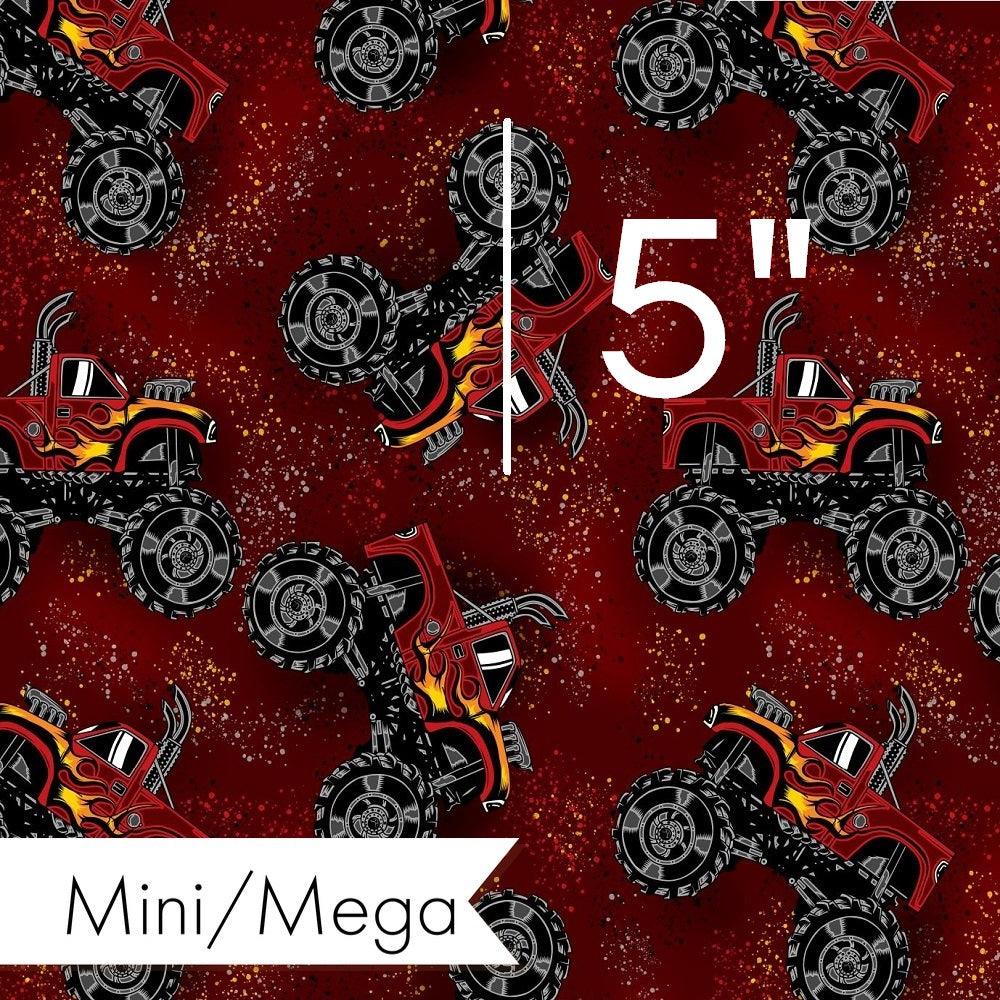 Design 376 Red Monster Truck Fabric – pre-order designer fabric Australia | Fabric by Missy Rose