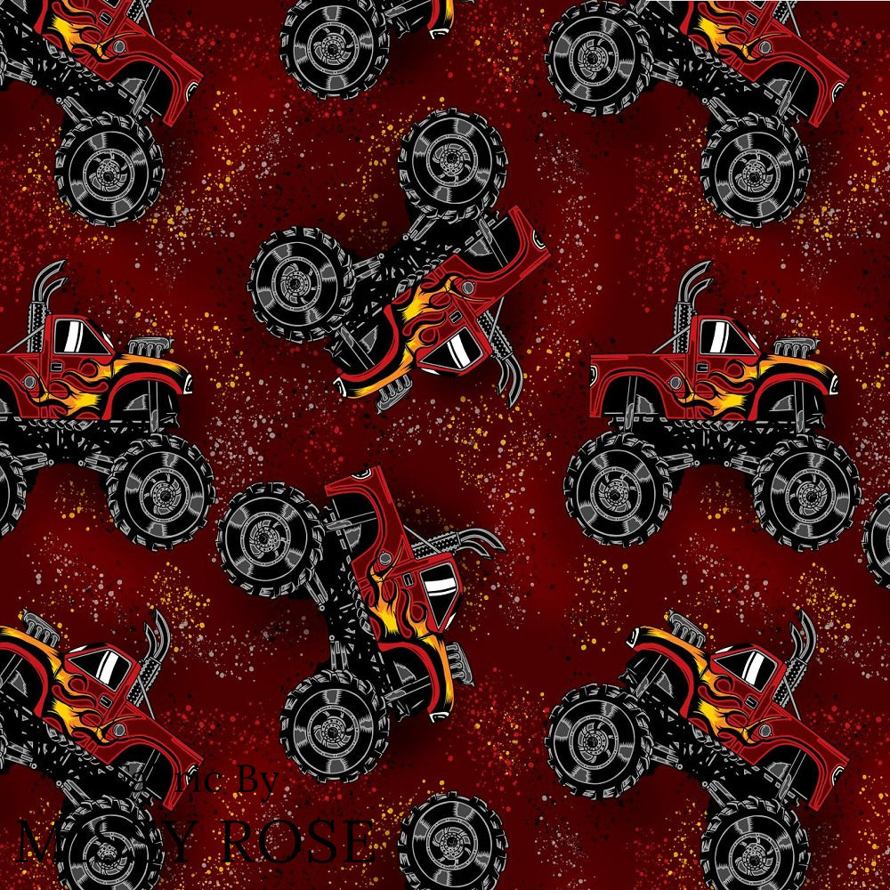 Design 376 - Red Monster Truck Fabric