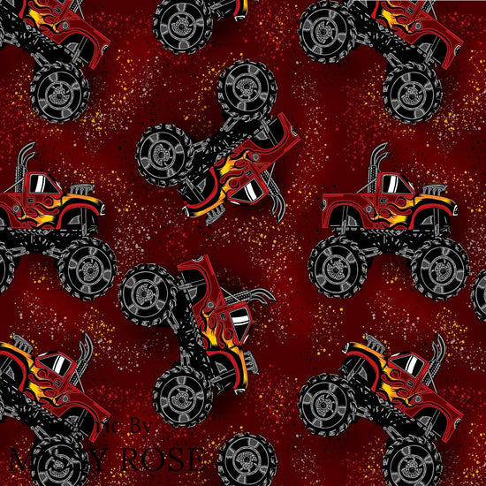 Design 376 - Red Monster Truck Fabric