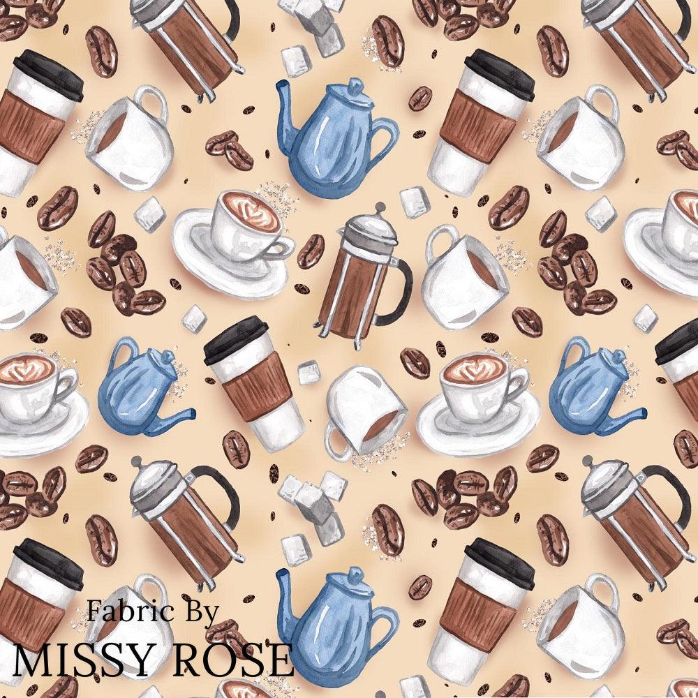 Design 380 Coffee Fabric – premium custom printed fabric for sewing | Fabric by Missy Rose