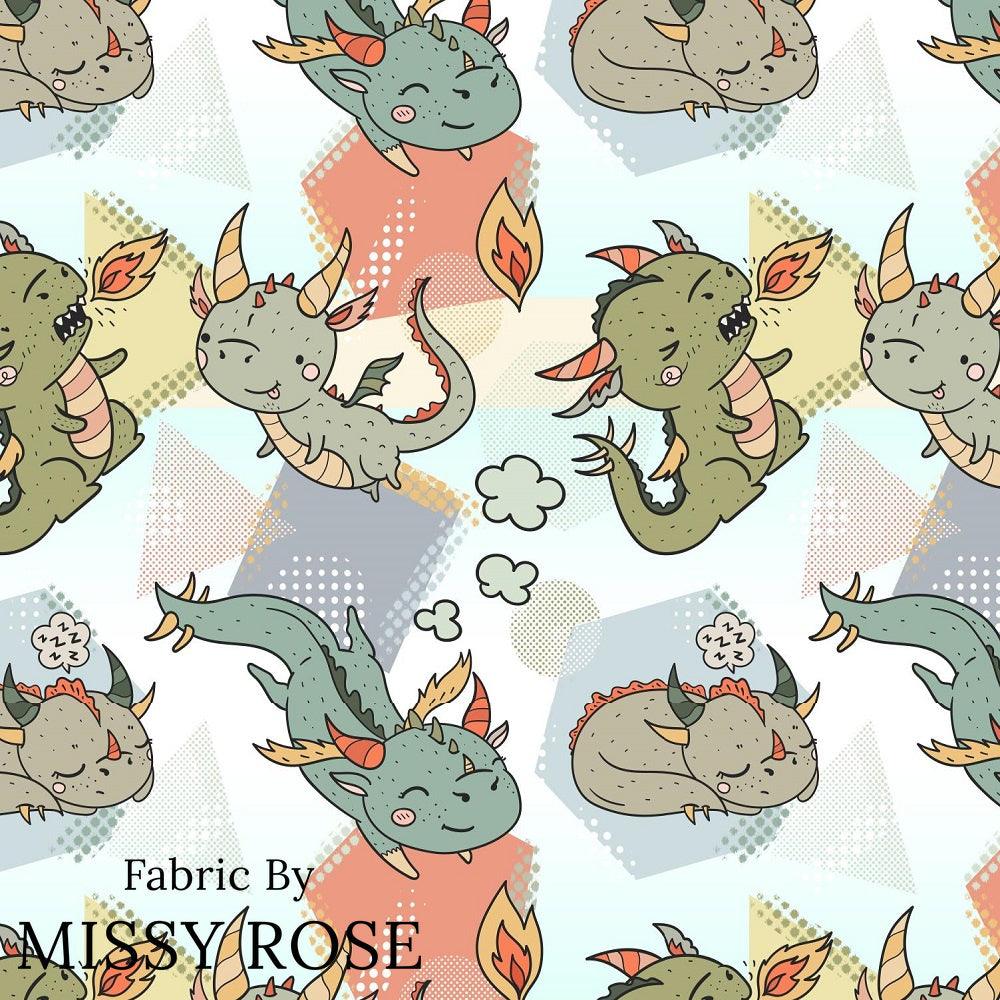 Design 389 Neutral Dragons Fabric – custom printed pre-order fabric Australia | Fabric by Missy Rose