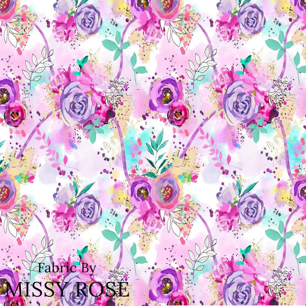 Design 391 Purple Floral fabric – pre-order designer fabric Australia | Fabric by Missy Rose