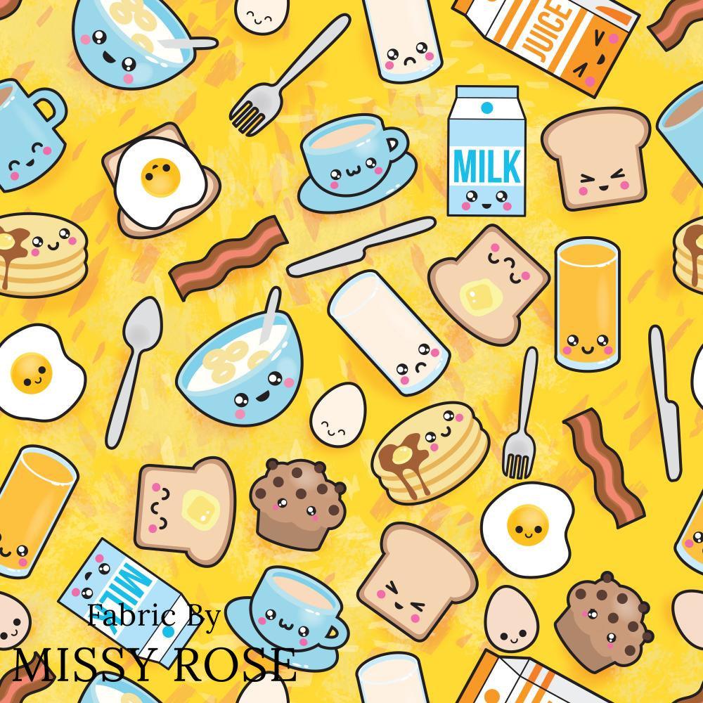 Breakfast Foods Fabric | Yellow Breakfast Fabric Australia | Missy Rose