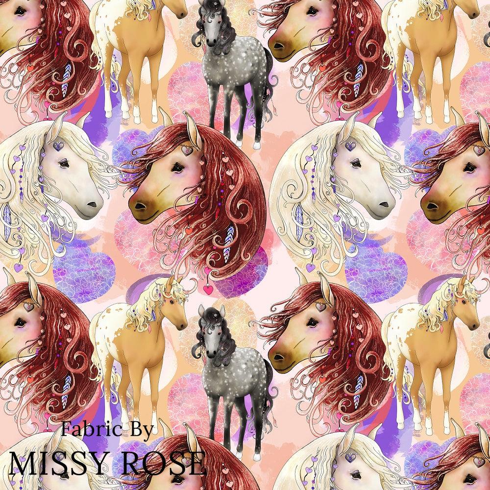 Design 402 Boho Horses Fabric – premium custom printed fabric for sewing | Fabric by Missy Rose
