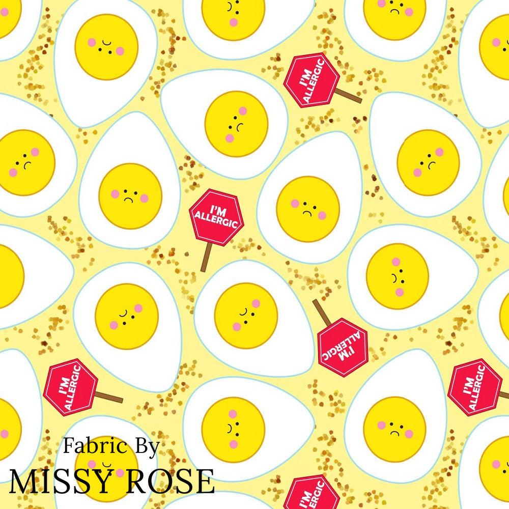 Design 405 Eggs Allergy Fabric – premium custom printed fabric for sewing | Fabric by Missy Rose