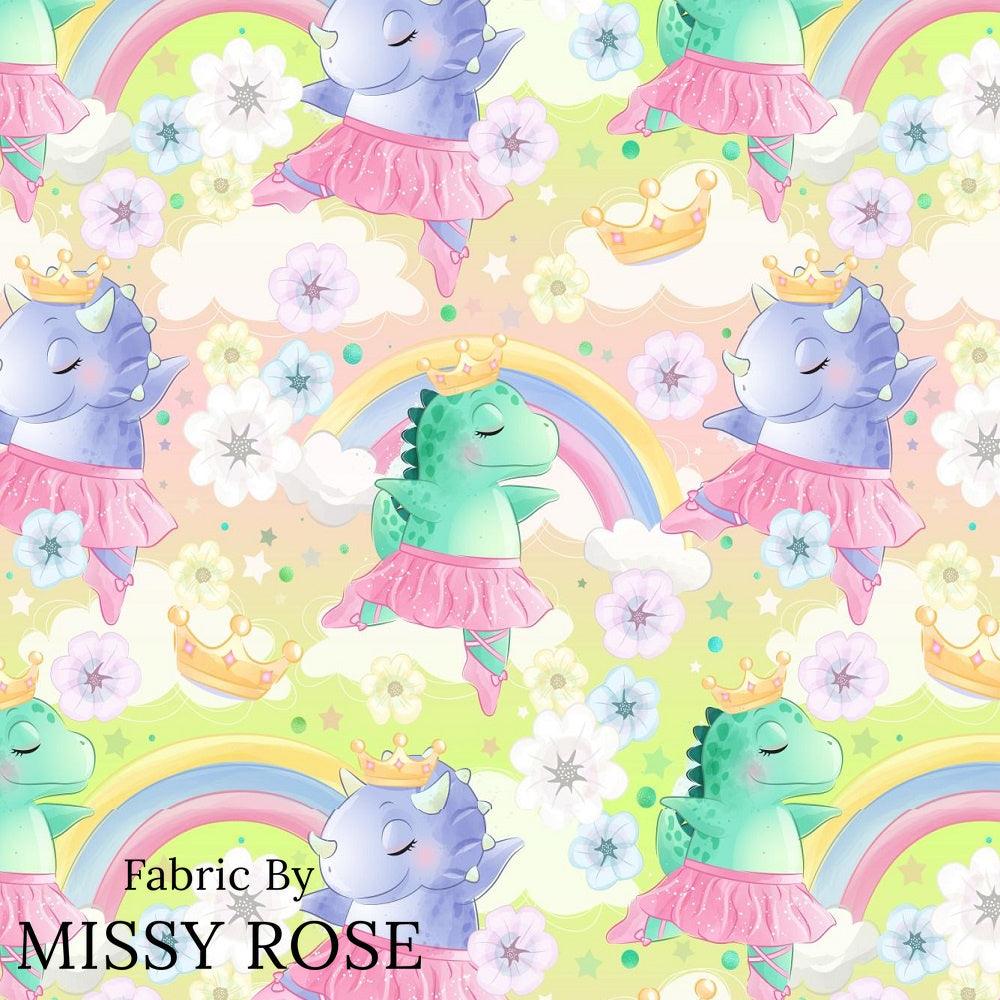 Design 409 Ballerina Dinosaur Fabric – made-to-order custom fabric by the metre | Fabric by Missy Rose