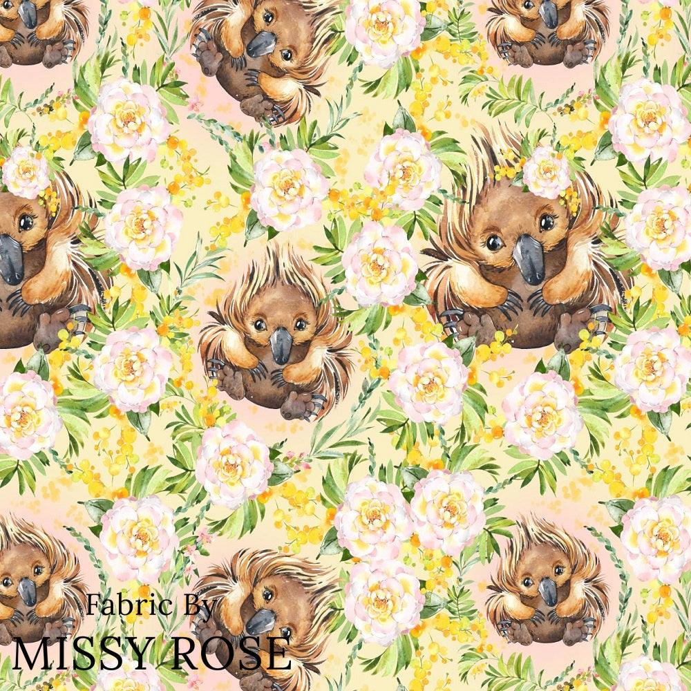 Design 418 Yellow Echidna Fabric – pre-order designer fabric Australia | Fabric by Missy Rose
