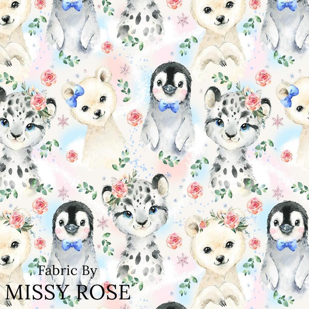 Design 421 Snow Animals Fabric – custom printed pre-order fabric Australia | Fabric by Missy Rose