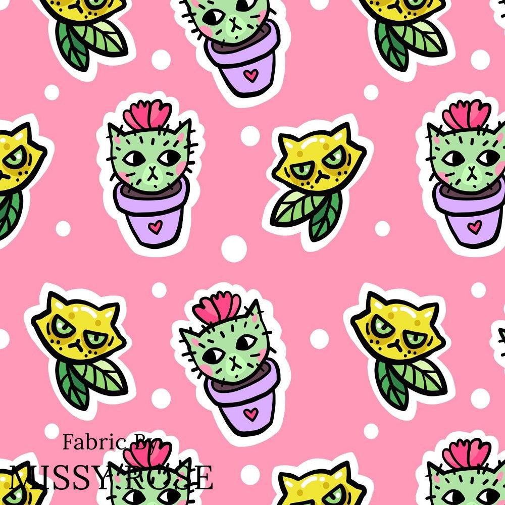 Design 423 Cactus Cat Fabric – pre-order designer fabric Australia | Fabric by Missy Rose