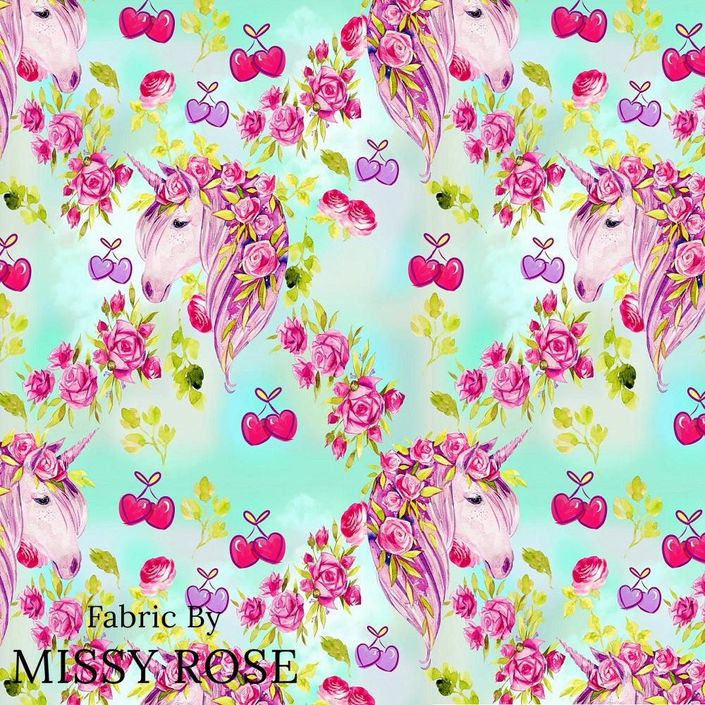 Design 431 Cherry Unicorn Fabric – custom printed pre-order fabric Australia | Fabric by Missy Rose