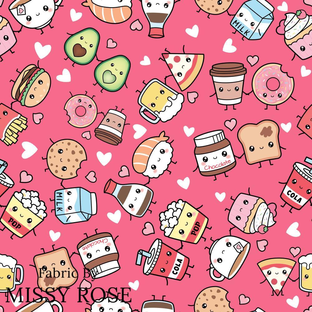 Design 437 Pink Foods Fabric – premium custom printed fabric for sewing | Fabric by Missy Rose