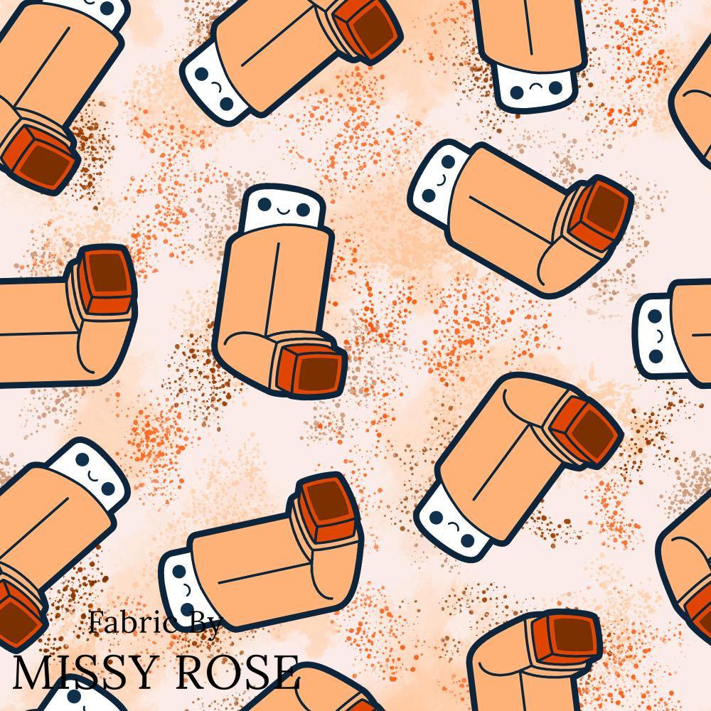 Design 441 Orange Asthma Puffer Fabric – custom printed pre-order fabric Australia | Fabric by Missy Rose