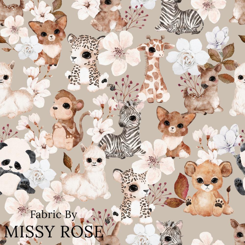 Design 442 Neutral Safari Animals Fabric – Australian custom printed fabric pre-order | Fabric by Missy Rose