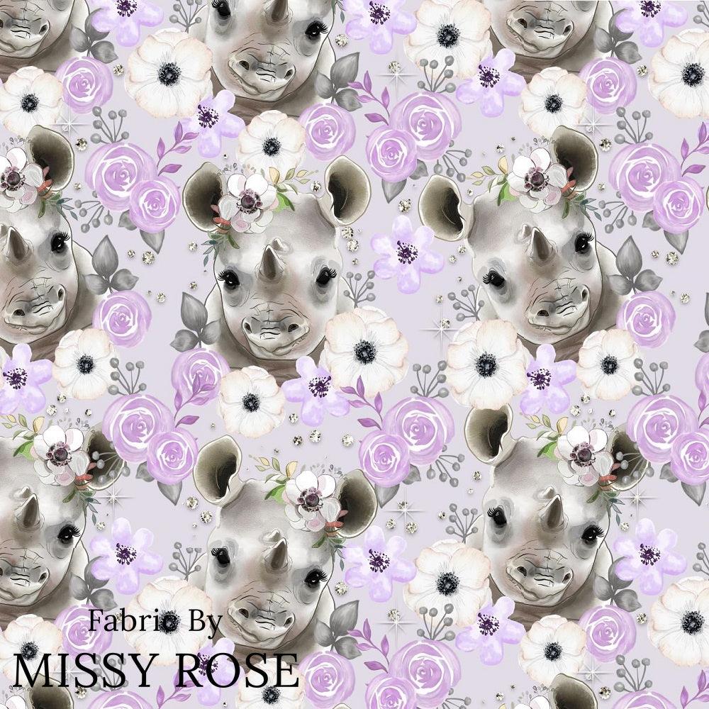Design 450 Purple Rhino Fabric – premium custom printed fabric for sewing | Fabric by Missy Rose