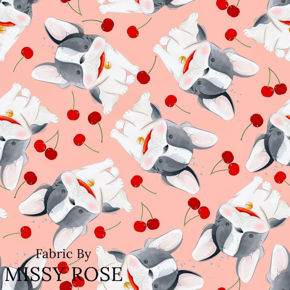 Design 460 Cherry Bulldog Fabric – premium custom printed fabric for sewing | Fabric by Missy Rose