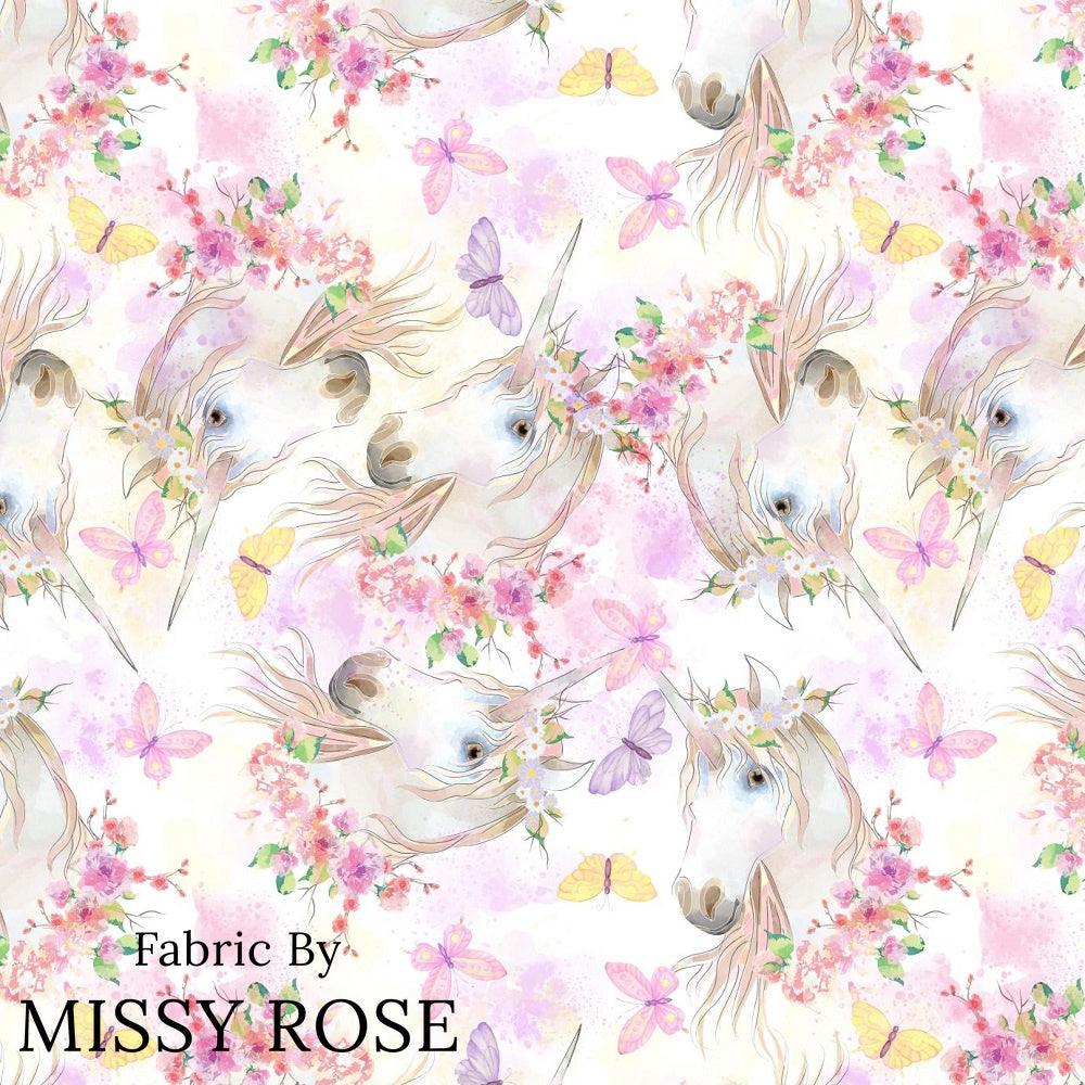 Design 469 Floral Unicorn Fabric – premium custom printed fabric for sewing | Fabric by Missy Rose