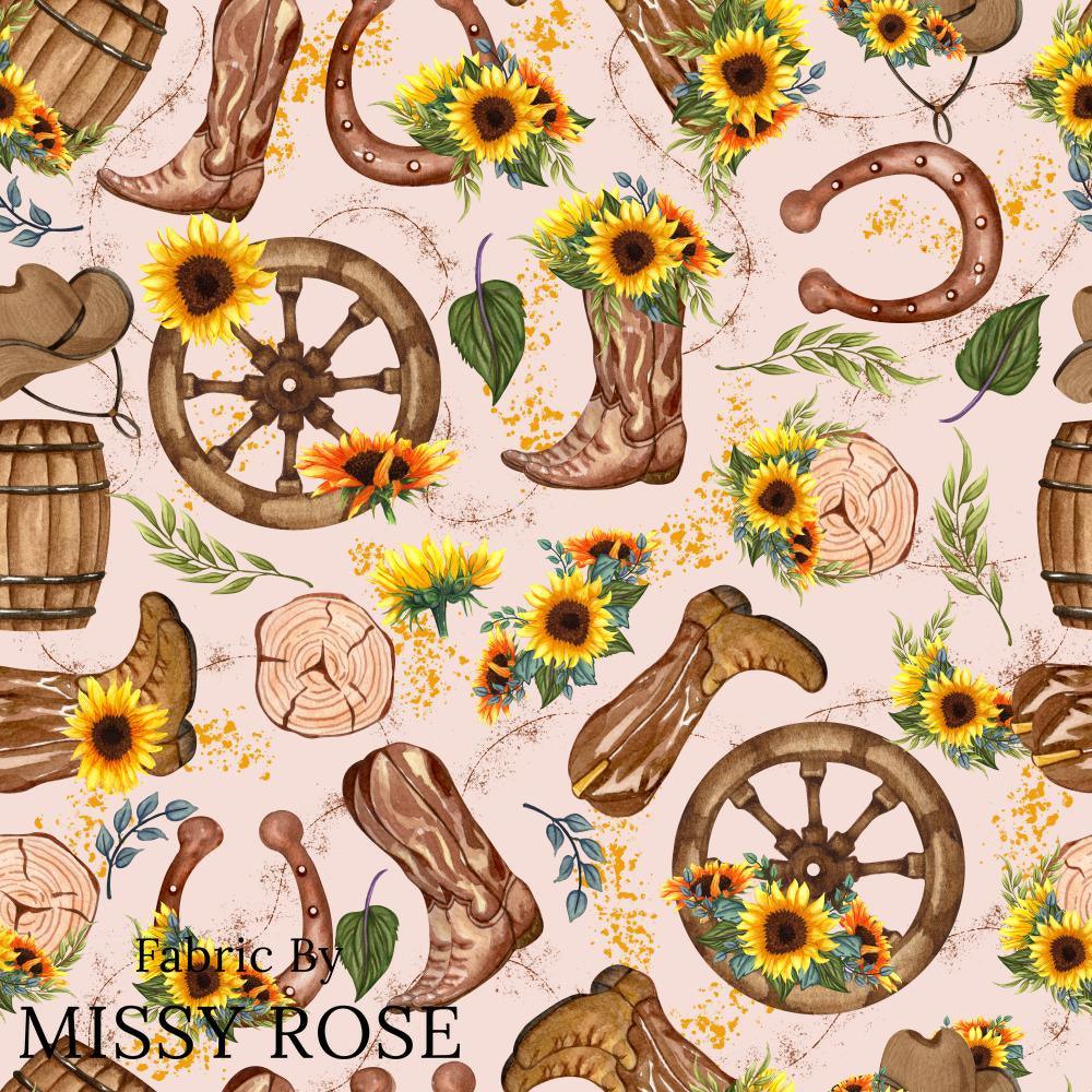 Design 472 Western Sunflower Fabric – custom printed pre-order fabric Australia | Fabric by Missy Rose