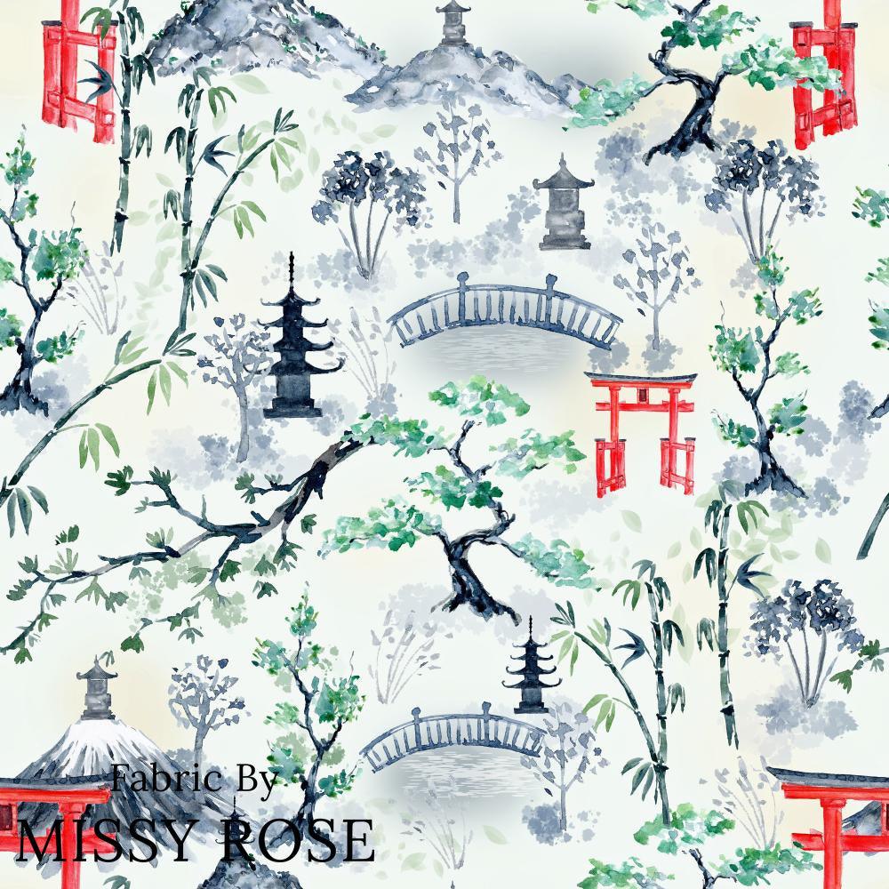 Design 474 Japanese Scenic Fabric – custom printed pre-order fabric Australia | Fabric by Missy Rose