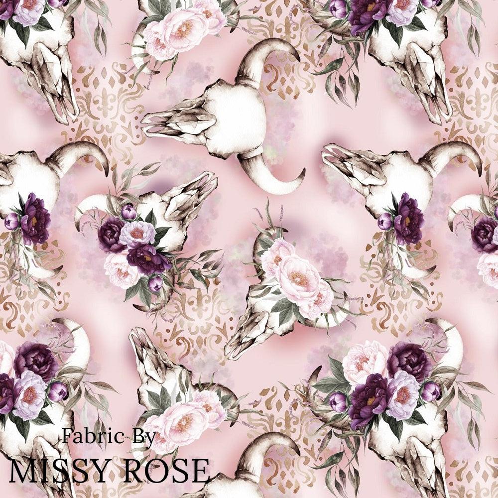 Design 476 Floral Bull Skull Fabric – pre-order designer fabric Australia | Fabric by Missy Rose