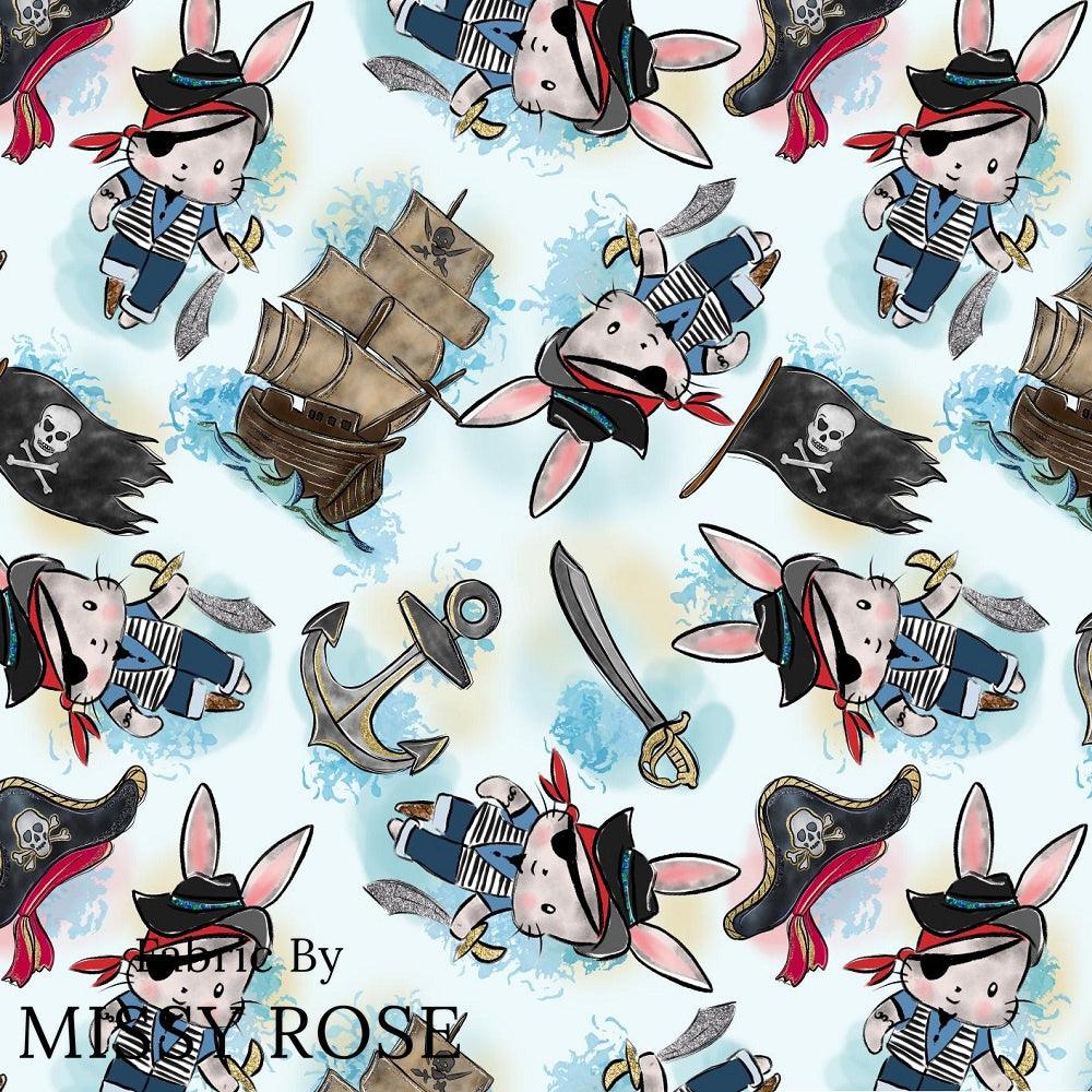 Design 485 Pirate Bunny Fabric – premium custom printed fabric for sewing | Fabric by Missy Rose