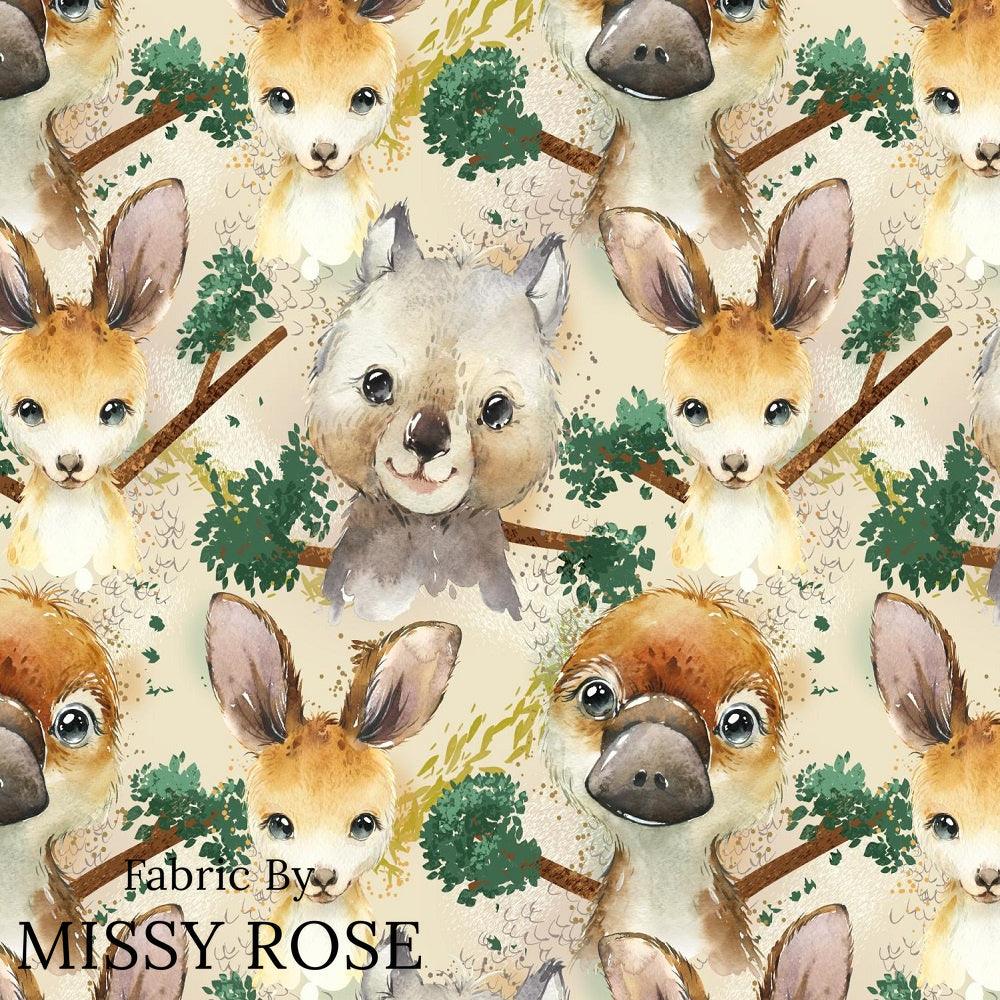 Design 486 Neutral Australian Animals fabric – custom printed pre-order fabric Australia | Fabric by Missy Rose