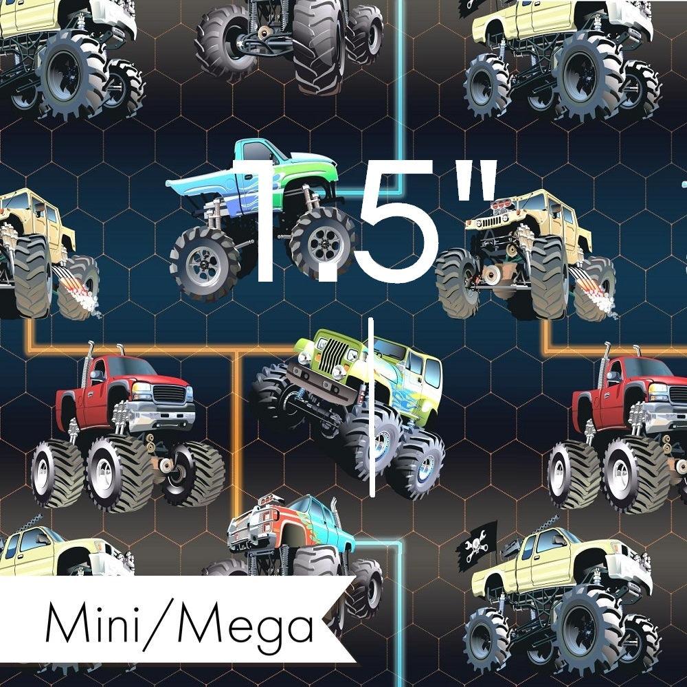 Design 490 Navy Monster Truck Fabric – custom printed pre-order fabric Australia | Fabric by Missy Rose
