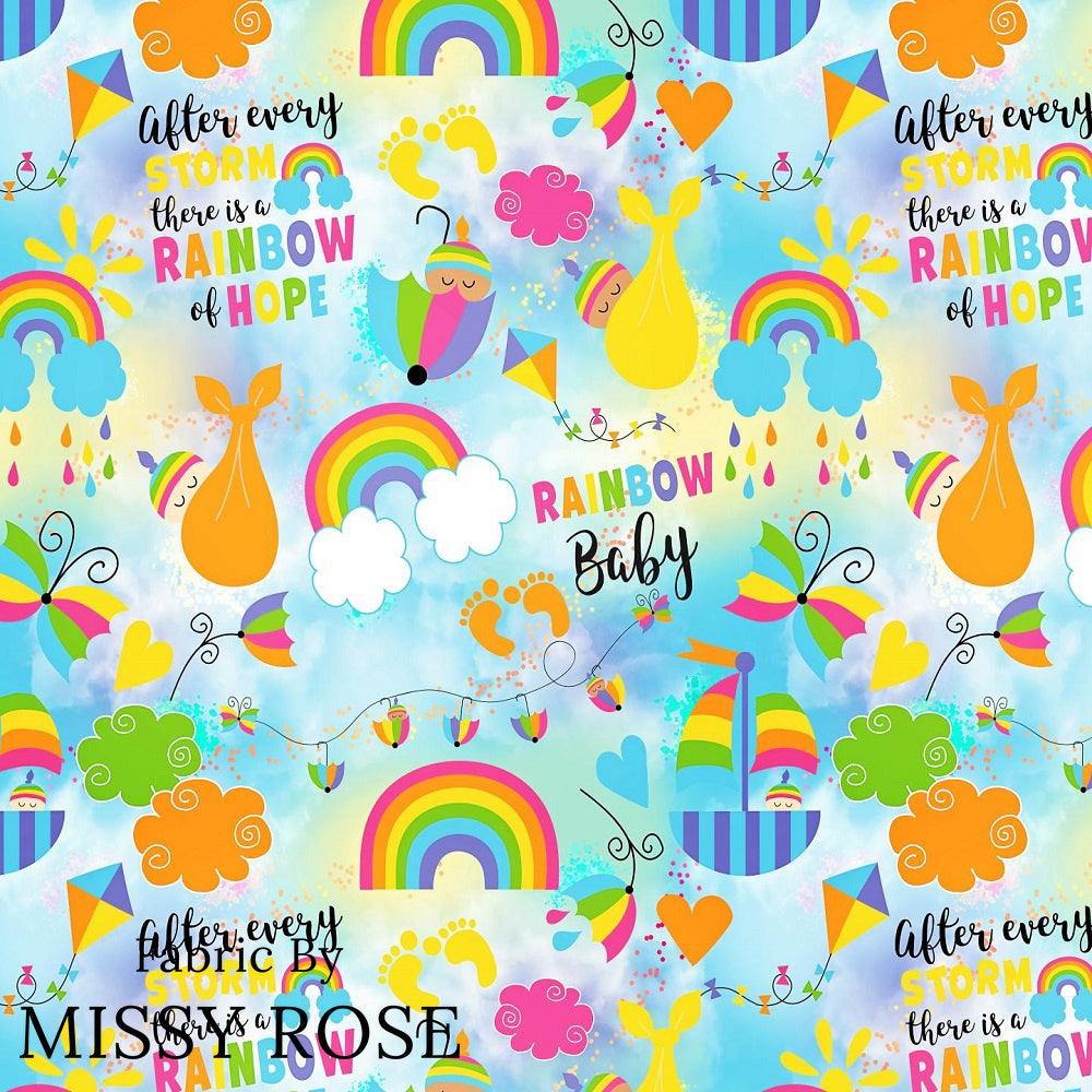 Design 498 Rainbow Baby Fabric – pre-order designer fabric Australia | Fabric by Missy Rose