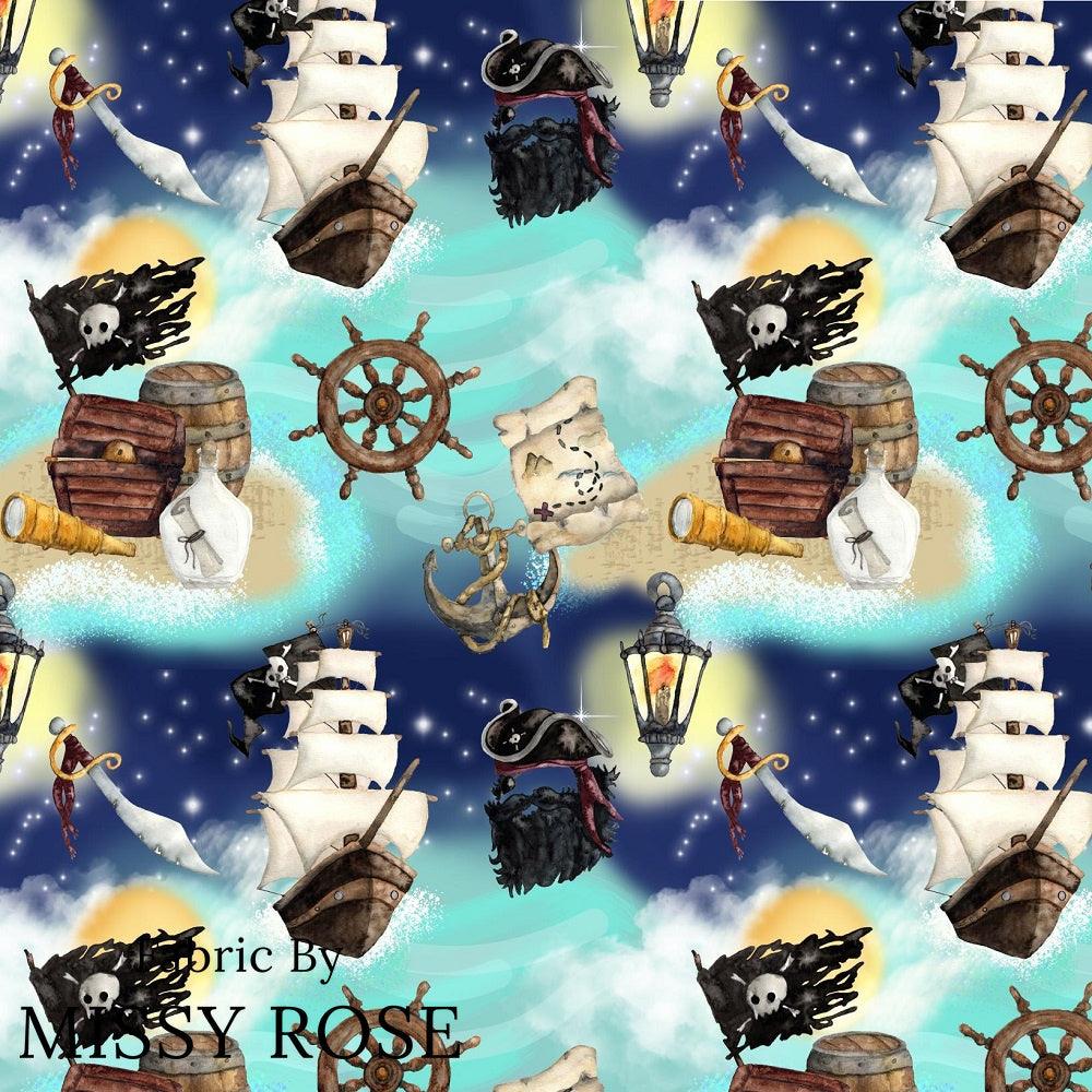 Design 5 Pirate Ship Fabric – pre-order designer fabric Australia | Fabric by Missy Rose