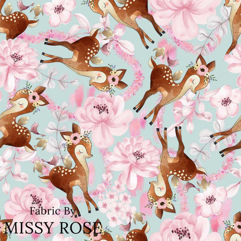 Design 52 Floral Deer Fabric – custom printed pre-order fabric Australia | Fabric by Missy Rose