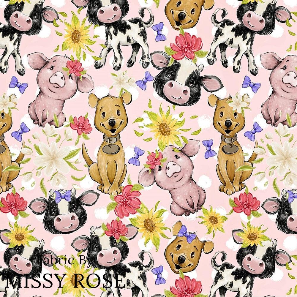 Design 522 Pink Farm Fabric – Australian custom printed fabric pre-order | Fabric by Missy Rose
