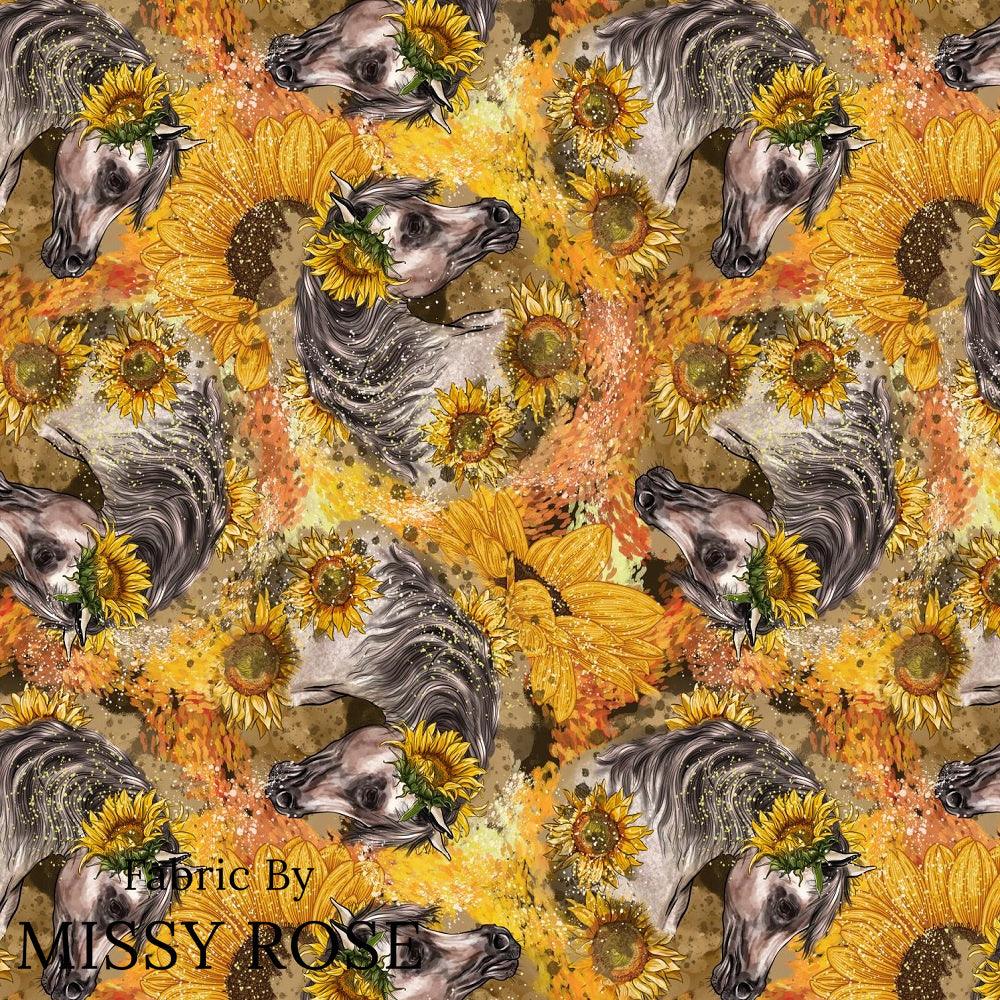 Design 525 Sunflower Horse Fabric – premium custom printed fabric for sewing | Fabric by Missy Rose