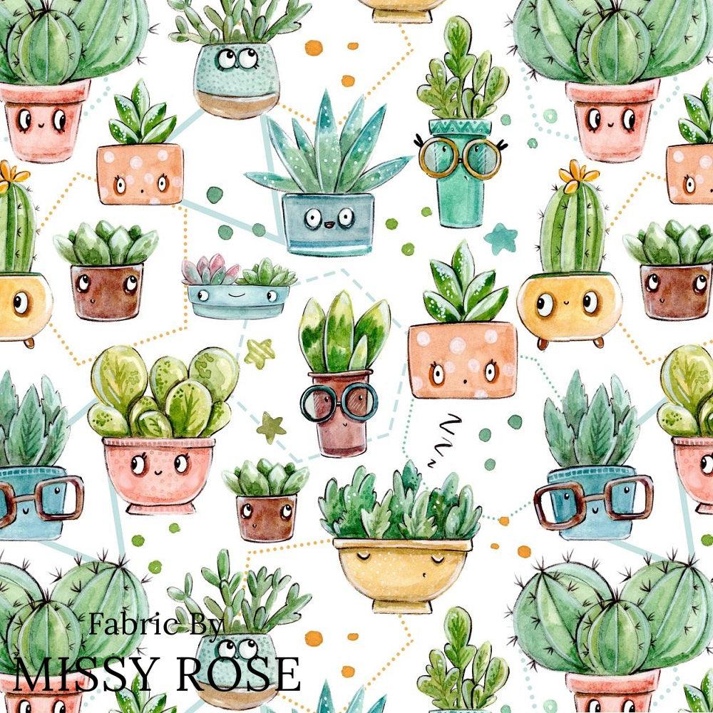 Design 529 White Cactus Fabric – Australian custom printed fabric pre-order | Fabric by Missy Rose