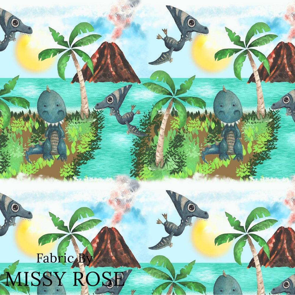 Design 534 Dinosaur Island Fabric – made-to-order custom fabric by the metre | Fabric by Missy Rose