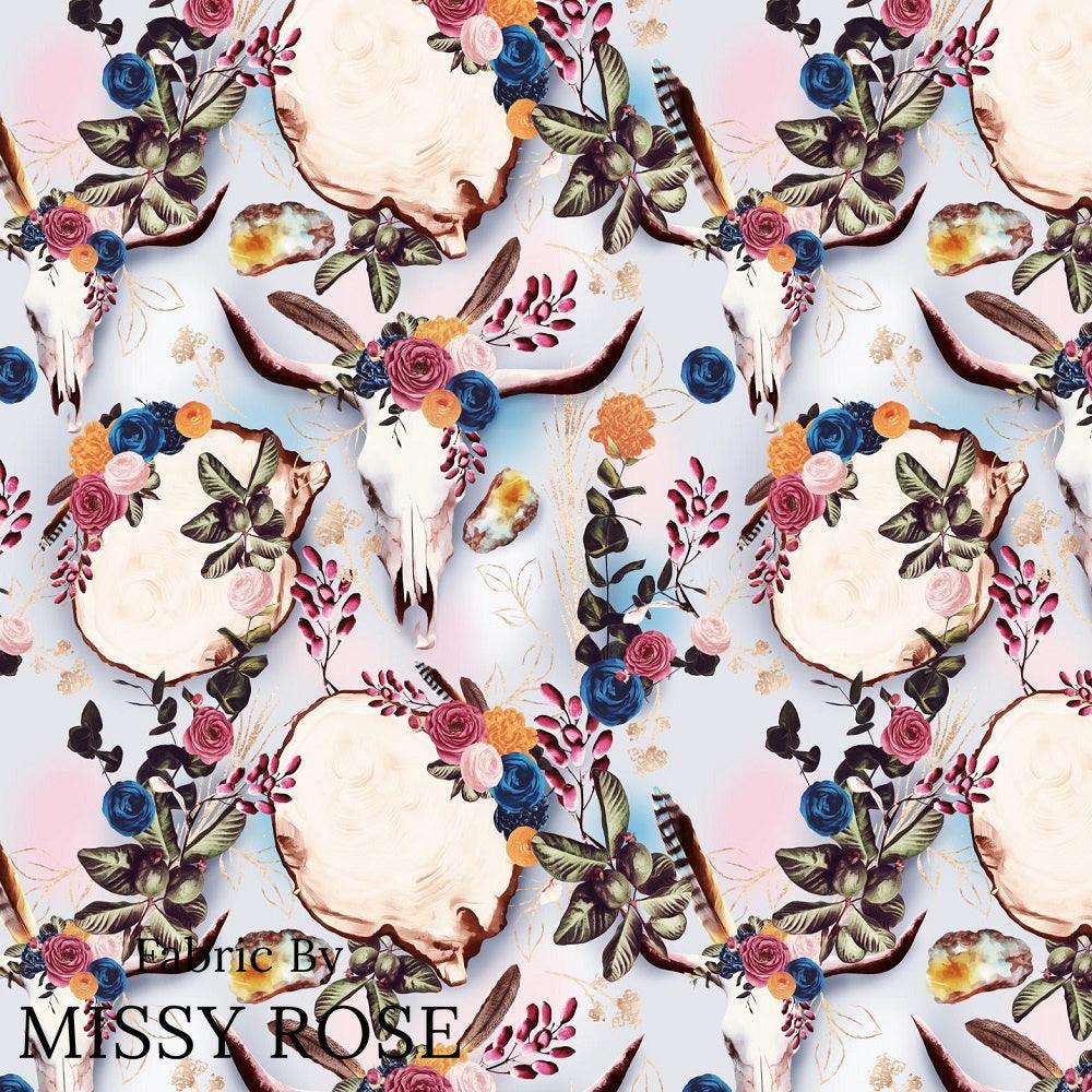 Design 54 Boho Cowskull Fabric – pre-order designer fabric Australia | Fabric by Missy Rose