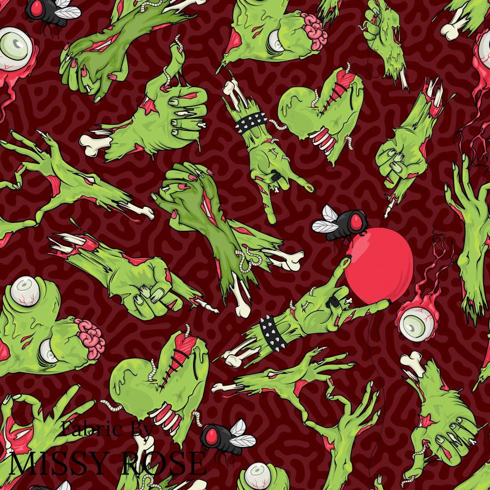 Design 548 Red Zombie Fabric – pre-order designer fabric Australia | Fabric by Missy Rose