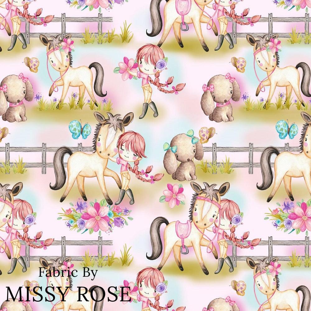 Design 552 Pink Pony Fabric – Australian custom printed fabric pre-order | Fabric by Missy Rose