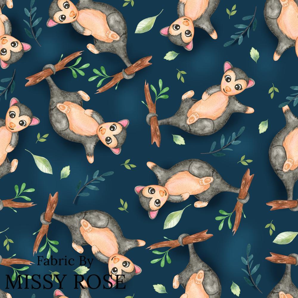 Design 553 Navy Possum Fabric – pre-order designer fabric Australia | Fabric by Missy Rose