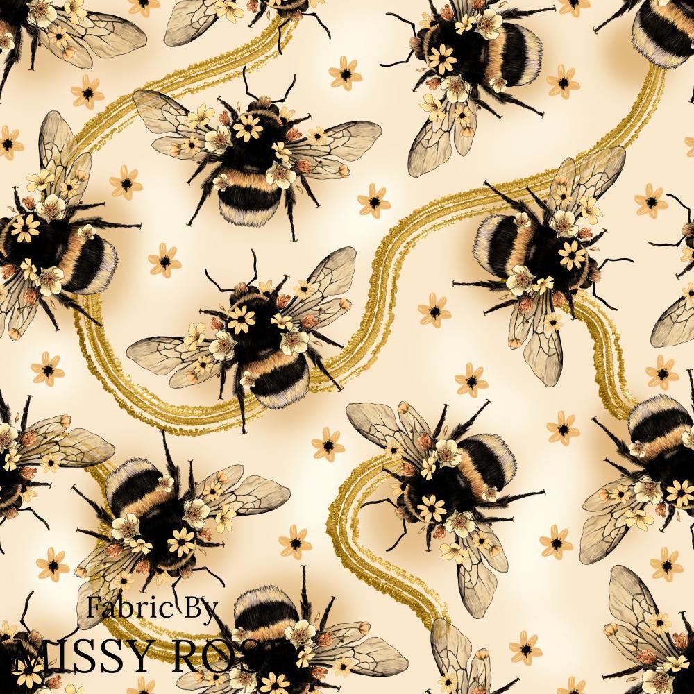 Design 56 Yellow Bee Fabric – premium custom printed fabric for sewing | Fabric by Missy Rose
