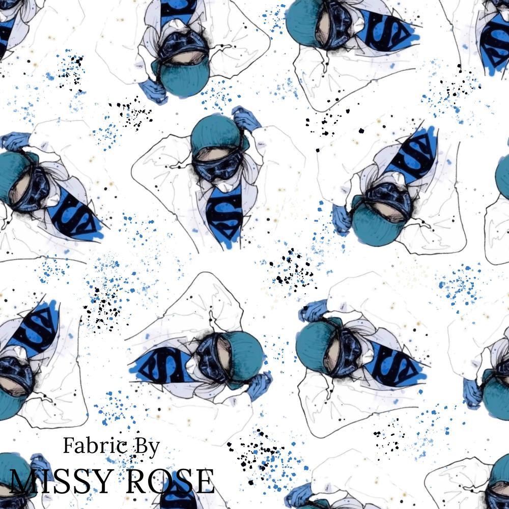 Design 561 Superhero Nurse Fabric – custom printed pre-order fabric Australia | Fabric by Missy Rose