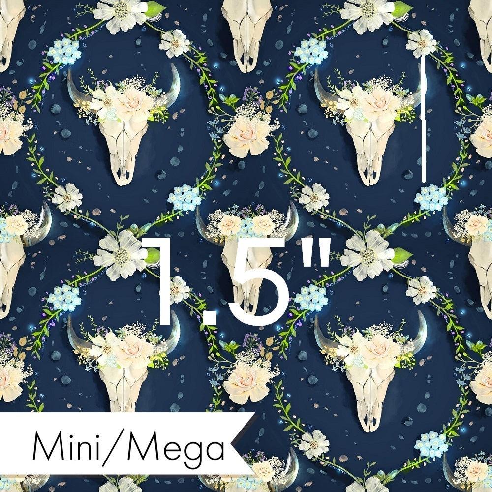 Design 580 Navy Floral Bull Skull Fabric – custom printed pre-order fabric Australia | Fabric by Missy Rose