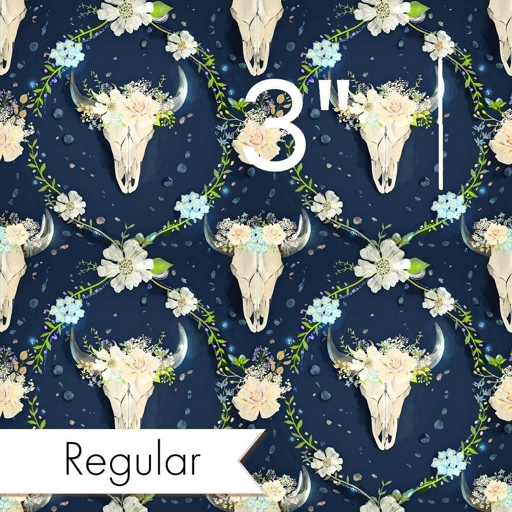 Design 580 Navy Floral Bull Skull Fabric – pre-order designer fabric Australia | Fabric by Missy Rose
