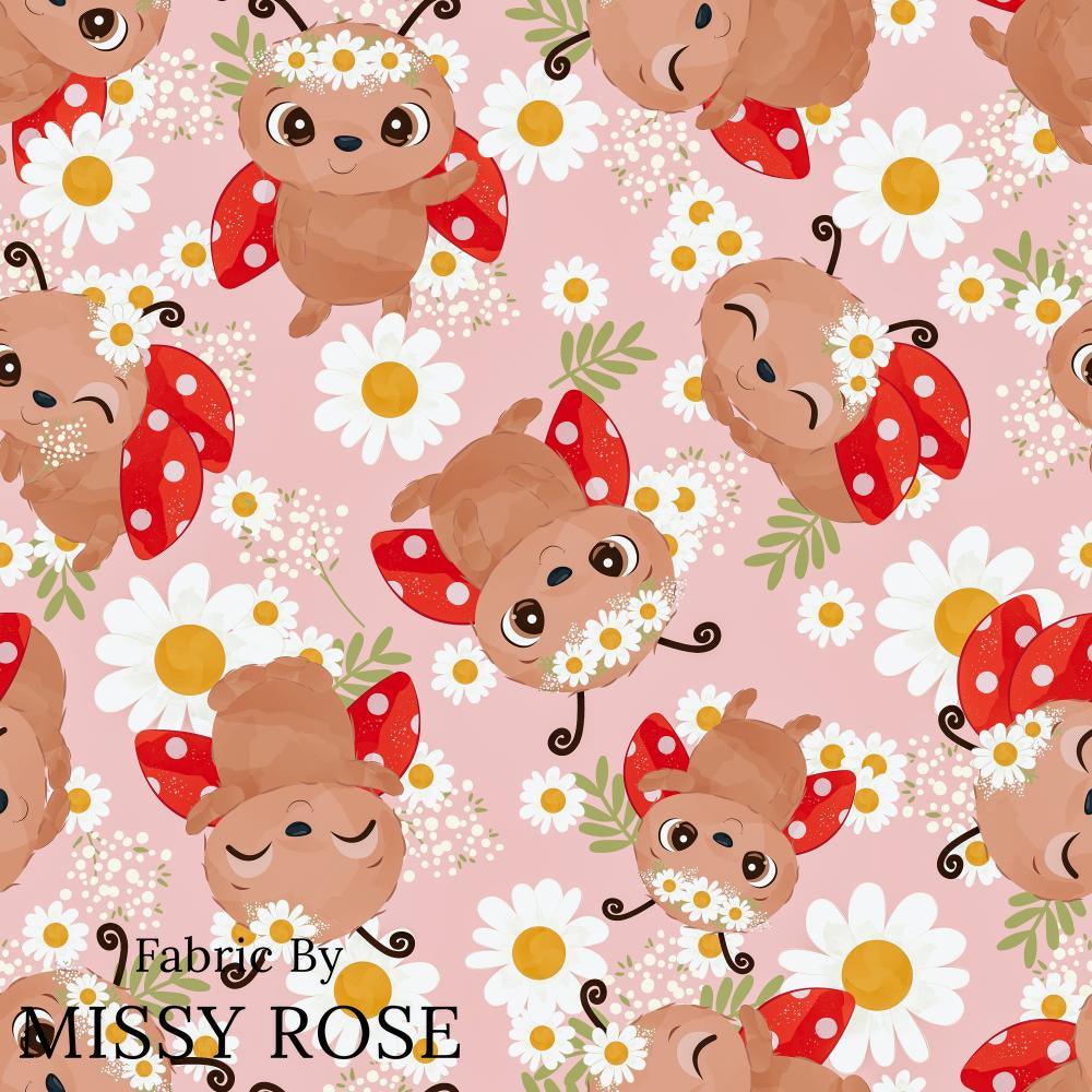 Design 586 Floral Lady Bug Fabric – custom printed pre-order fabric Australia | Fabric by Missy Rose