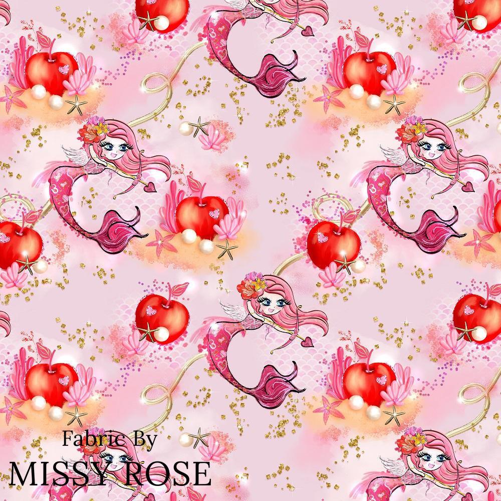 Design 596 Valentines Mermaid Fabric – custom printed pre-order fabric Australia | Fabric by Missy Rose