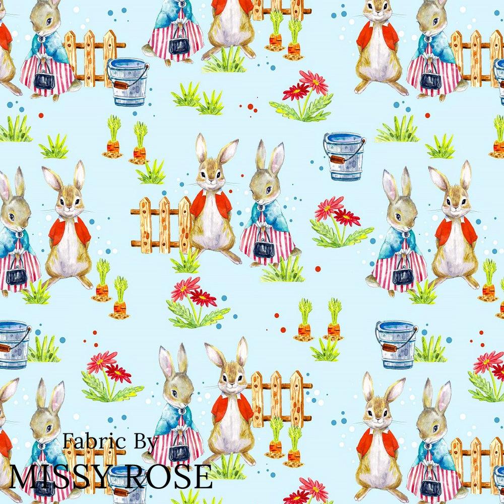 Design 604 Blue Rabbit Fabric – made-to-order custom fabric by the metre | Fabric by Missy Rose