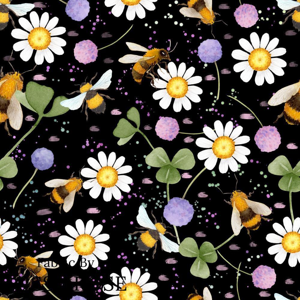 Design 610 Black Bee Fabric – premium custom printed fabric for sewing | Fabric by Missy Rose