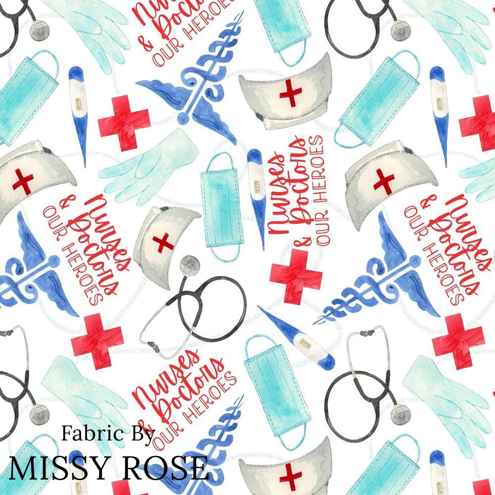 Design 611 Nurses and Doctors Fabric – custom printed pre-order fabric Australia | Fabric by Missy Rose