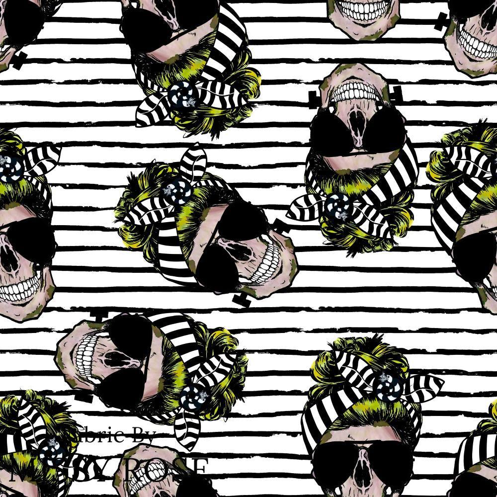 Design 613 Striped Skull Fabric – pre-order designer fabric Australia | Fabric by Missy Rose
